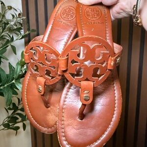 Tory Burch Tan Leather Thong Sandals